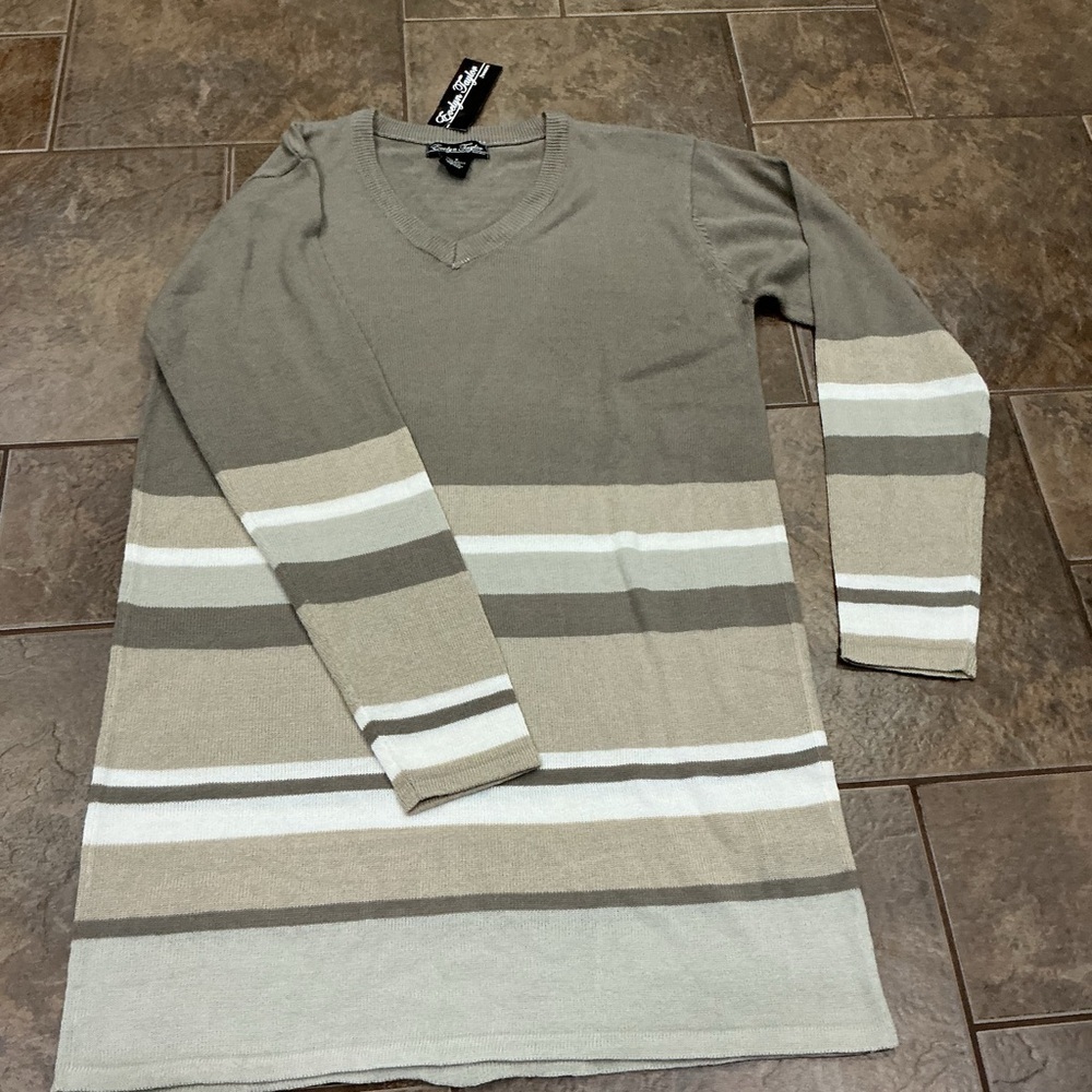 🥵 Elegant Striped Dress - Gray and Cream